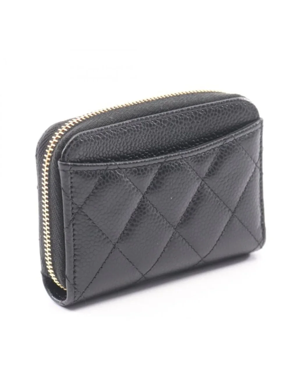 Chanel Coin Purse Classic Zip Quilted Black Caviar Leather